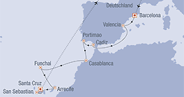 Golfkreuzfahrt von Barcelona nach Santa Cruz